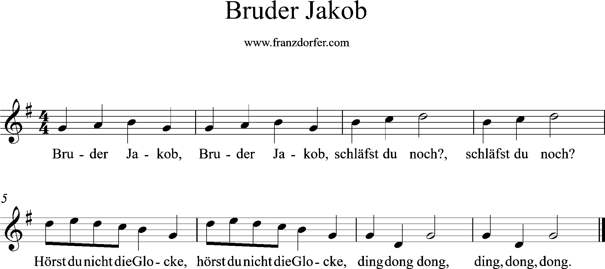 sax noten, Bruder Jakob